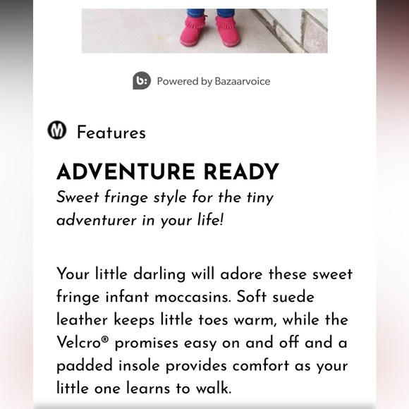 Infant Minnetonka Back Flap Moccasins With Velcro Closure. Pink, SZ 1. Like New. - Picture 4 of 16